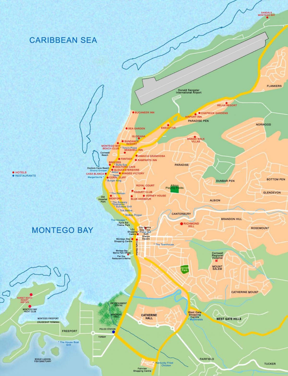монтего-Бэй Ямайка на карте