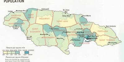Карта населения Ямайки