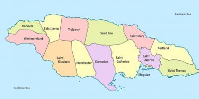 Карта Ямайки с приходами и столиц